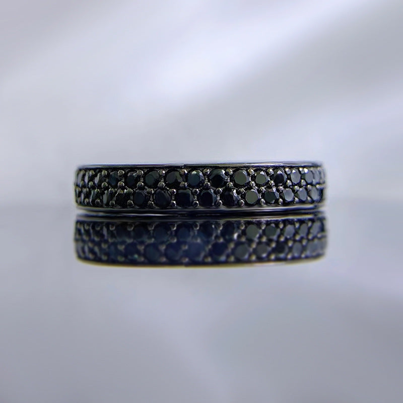Silver Fashion Black Diamond Stackable Ring