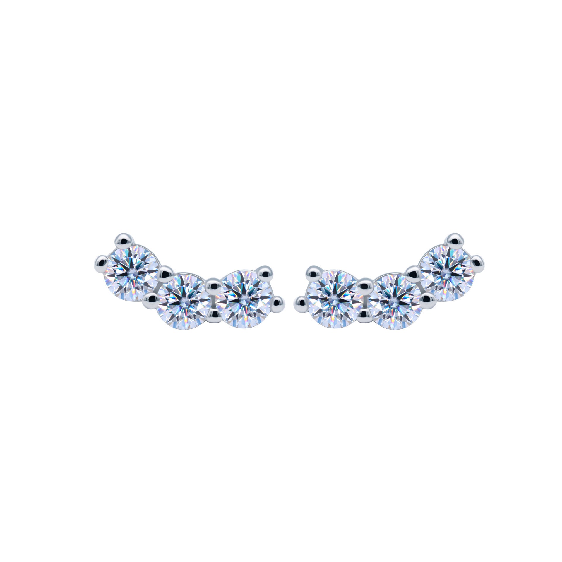Women's Sterling Silver Niche Design Symmetrical Moissanite Earrings