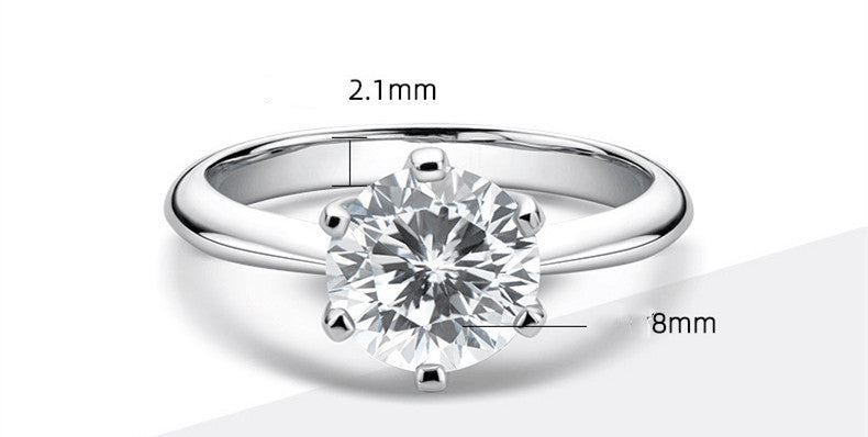 Classic Six Prongs 2 Carat Moissanite Ring D Color Genuine