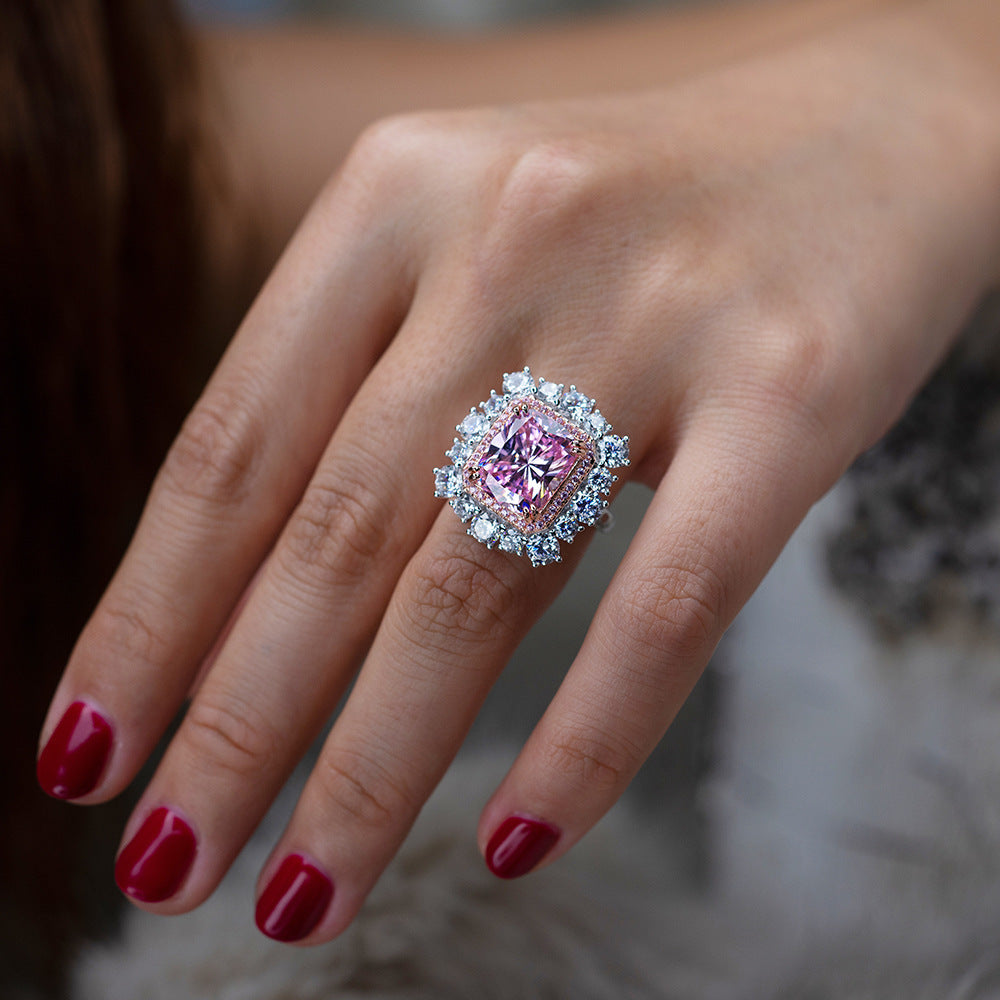 Inlaid Man-made High Carbon Diamond Women's Ring