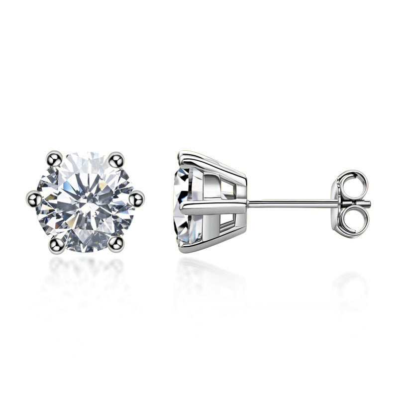 Classic Six-claw Moissanite Earrings D Color 0.51 Carats