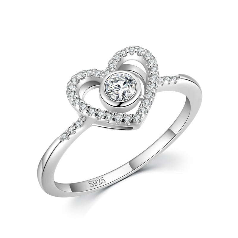 S925 Sterling Silver Love Full Diamond Ring