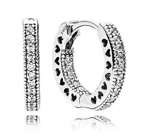 A Pair of Sterling Silver Huggie Hoop Earrings with Sparkling CZ Pave - Small hoop earrings Ideal Birthday Gift for Women Girls