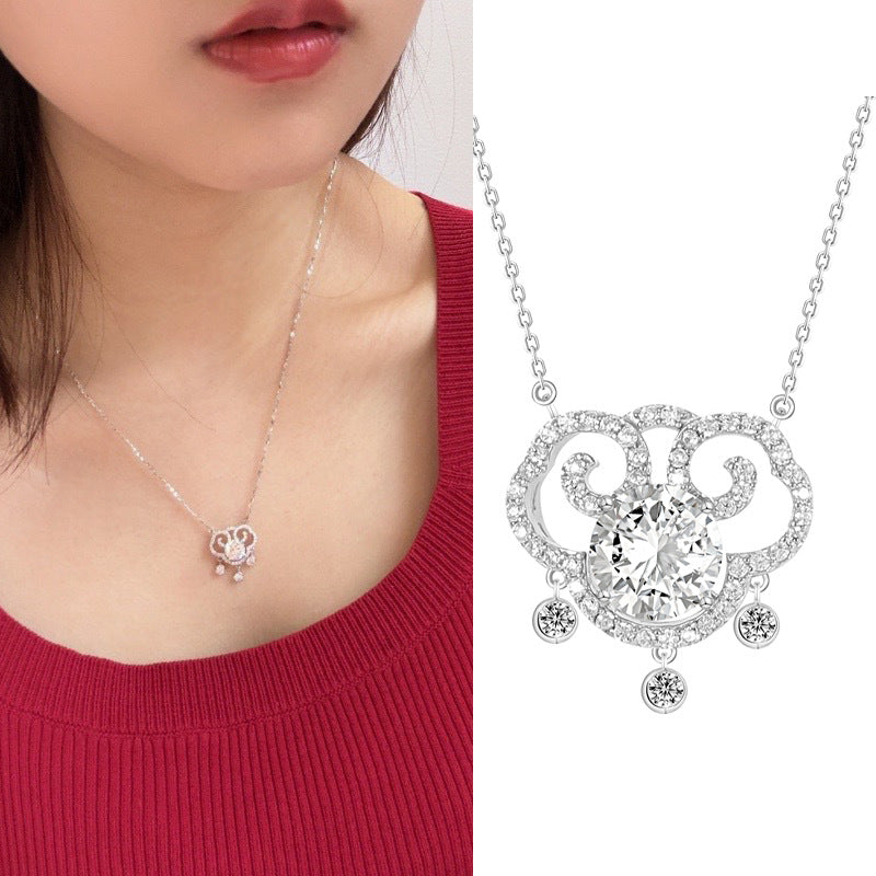 S925 Sterling Silver Necklace For Women  Safety Lock