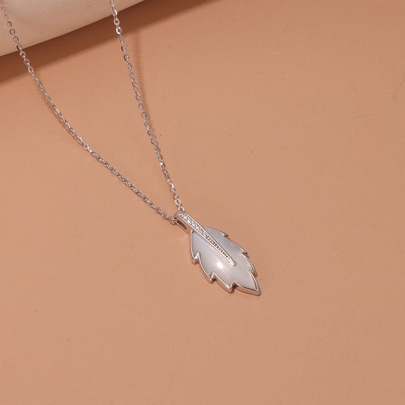 S925 Sterling Silver Epoxy Leaf Necklace