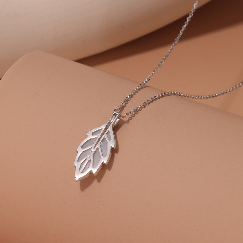 S925 Sterling Silver Epoxy Leaf Necklace
