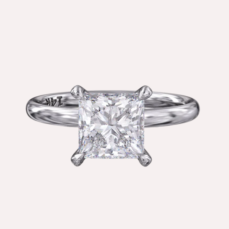 1.5ct Lab-Grown Diamond Princess Cut Engagement Ring 14K Gold Wedding Ring