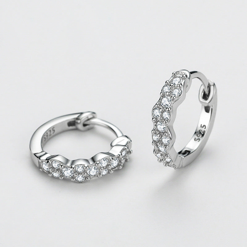 Women's S925 Silver Geometric Rhinestone Earrings