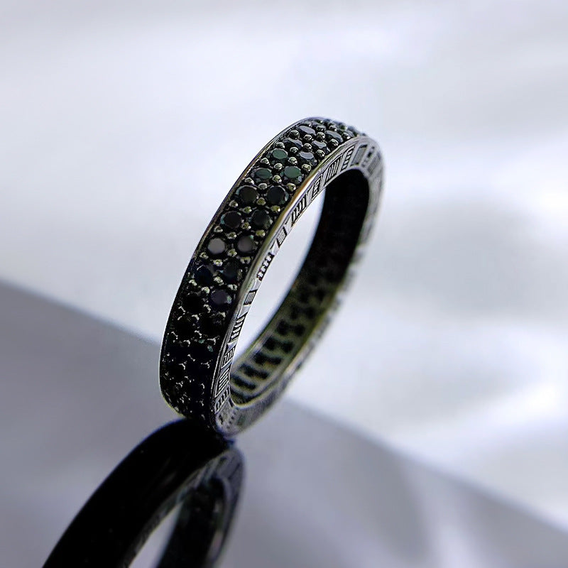 Silver Fashion Black Diamond Stackable Ring