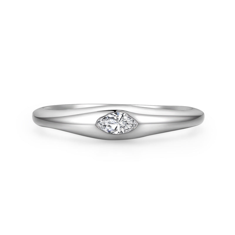 S925 Sterling Silver Simple Micro Diamond Ring